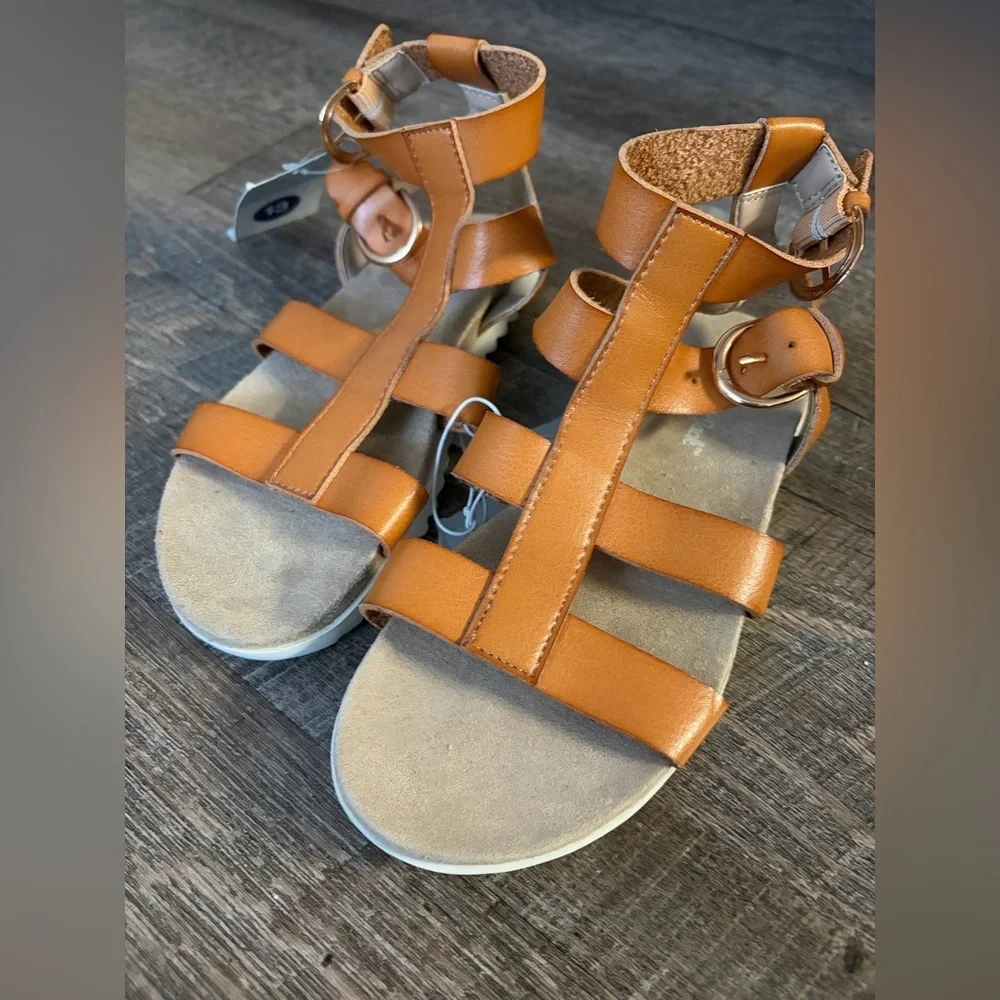 Cat & Jack Girls' Cognac Tan Strappy Gladiator Sandals